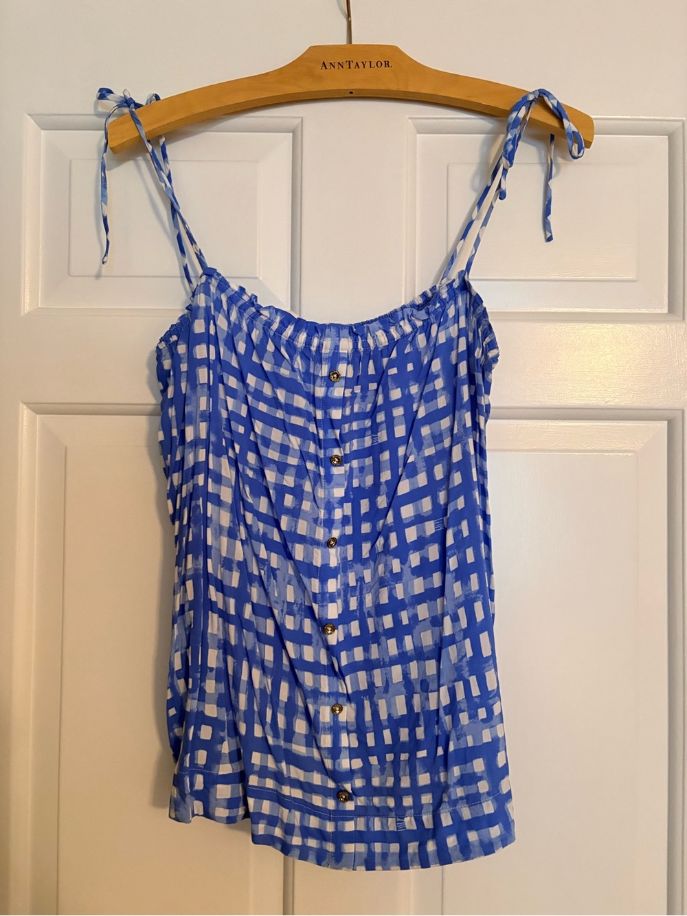 Lilly Pulitzer Blue & White Check Tie-Shoulder Camisole